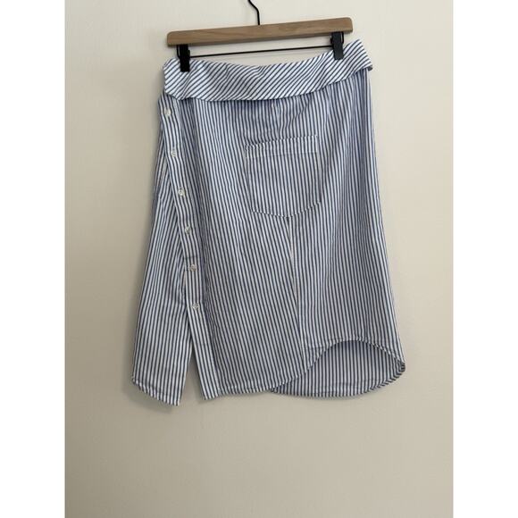 ZARA WOMAN SUMMER ASYMMETRICAL BLUE WHITE STRIPED 3067/406 2024 MIDI SKIRT Sz M - Picture 5 of 12